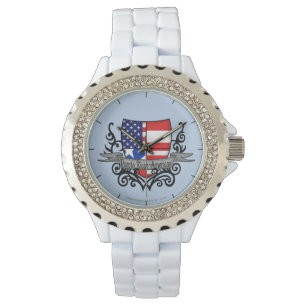 Montre Drapeau Rican-Américain de bouclier de Puerto