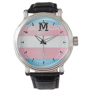 Montre Drapeau rond brillant de fierté de transsexuel