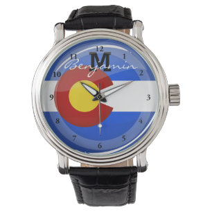 Montre Drapeau rond brillant du Colorado