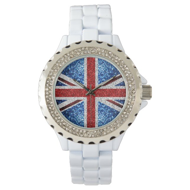 Montre Drapeau rouge bleu blanc brillant parties scintill (devant)