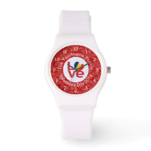 Montre Drapeau rouge personnalisé du Tchad LOVE