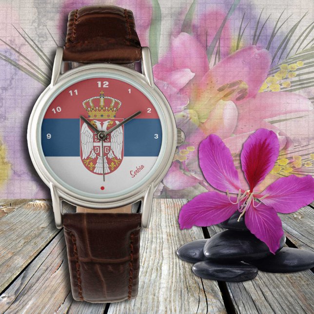 Montre Drapeau serbe & Coeur de mode serbe /sports (Créateur téléchargé)