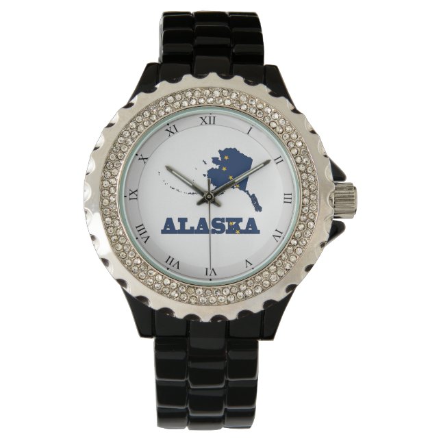 Montre Drapeau sur la carte de l'Alaska (devant)