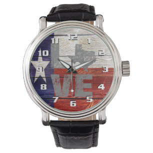Montre Drapeau très Cool rustique Texas Patriotic Love Te