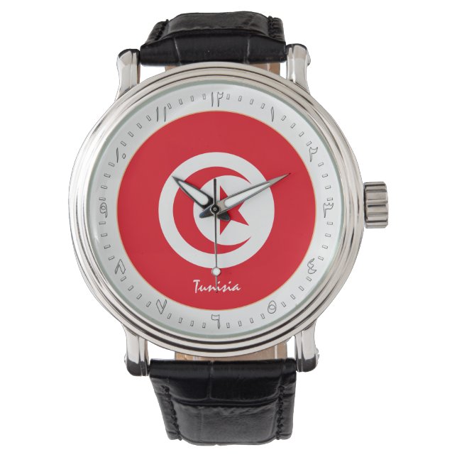 Montre Drapeau tunisien & mode tunisienne, arabe Non /des (devant)