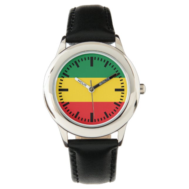 Montre Drapeau vert, or (jaune) et rouge (devant)