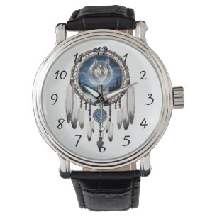 Montre Dream Catcher avec arrière - plan loup
