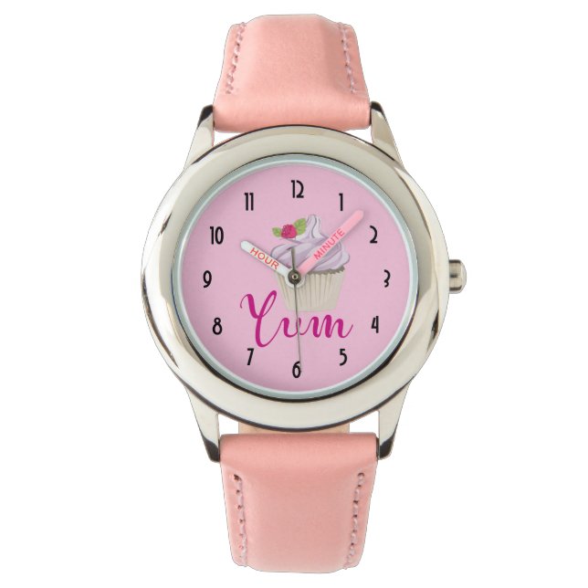 Montre Dreamy Cupcake rose avec Yum framboise! (devant)