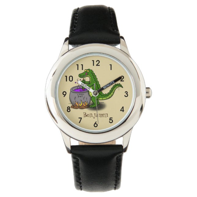 Montre Drôle alligator vert cuisine dessin animé (devant)