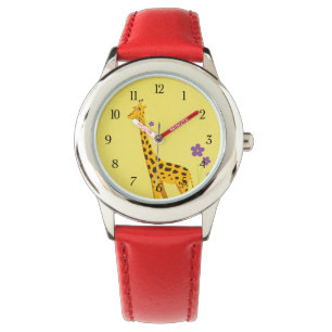Montre Drôle Cartoon Giraffe Roller Patinage pour enfant
