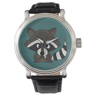 Montre drôle d'art de raton laveur