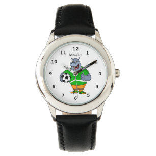 Montre Drôle de joueur de football hippo dessin humoristi