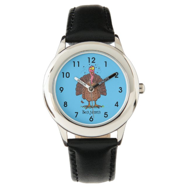 Montre Drôle dinde marron de la ferme avec des mouches de (devant)