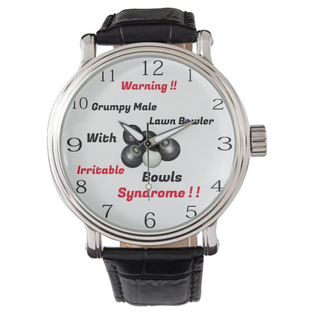 Montre Drôle Grumpy Homme Pelouse Bowler, Wristwatch (devant)