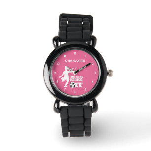 Montre Drôle Joueur de soccer fille personnalisées Graphi