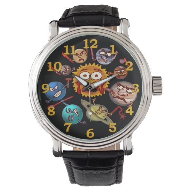 Montre Drôle Planète Révolution Solaire Système Dessin (devant)
