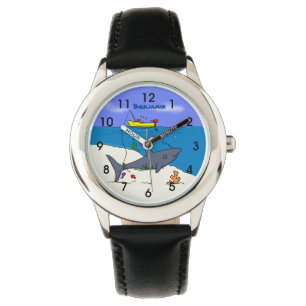 Montre Drôle requin couché et dessin animé de pêche