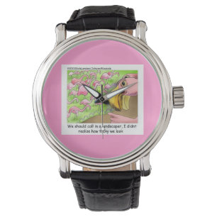 Montre drôle unisexe Flamants roses kitch