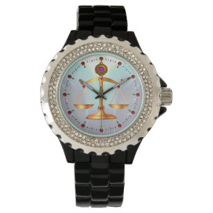 MONTRE ÉCHELLES D'OR DE LA LOI AVEC PIERRES GEM, SYMBOLE 