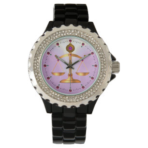 MONTRE ÉCHELLES D'OR DE LA LOI AVEC PIERRES GEM, SYMBOLE 