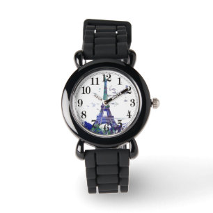 Montre Éclaboussure de couleur d'Eiffel de visite de La