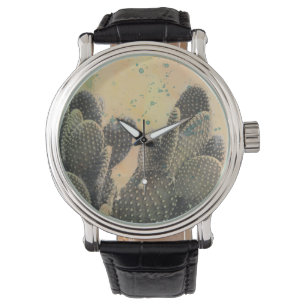Montre Éclaboussure verte du cactus de désert