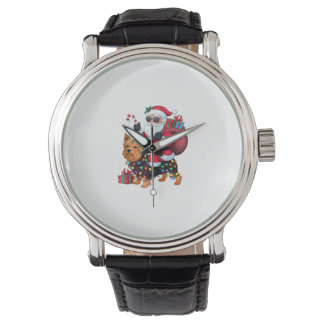 Montre Éclairage de Noël Père Noël équitation Yorkshire T