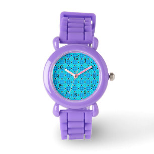 Montre Édredon abstrait moderne vibrant de bleu d'Aqua d