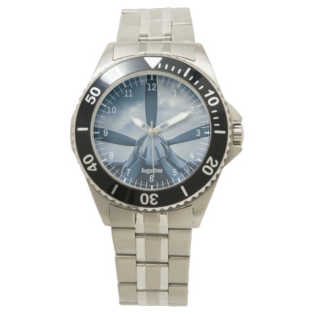 Montre Effacez Prop ! Amateur d'aviation personnalisable (devant)