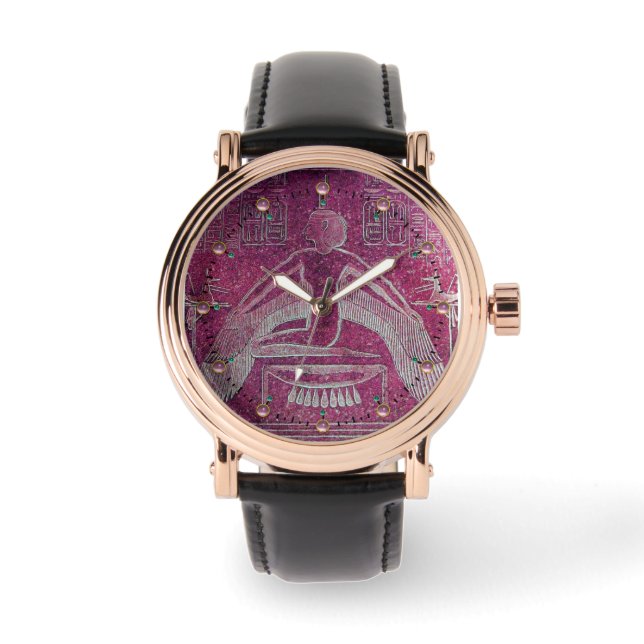Montre EI, déesse antique égyptienne violet blanc (Recto)