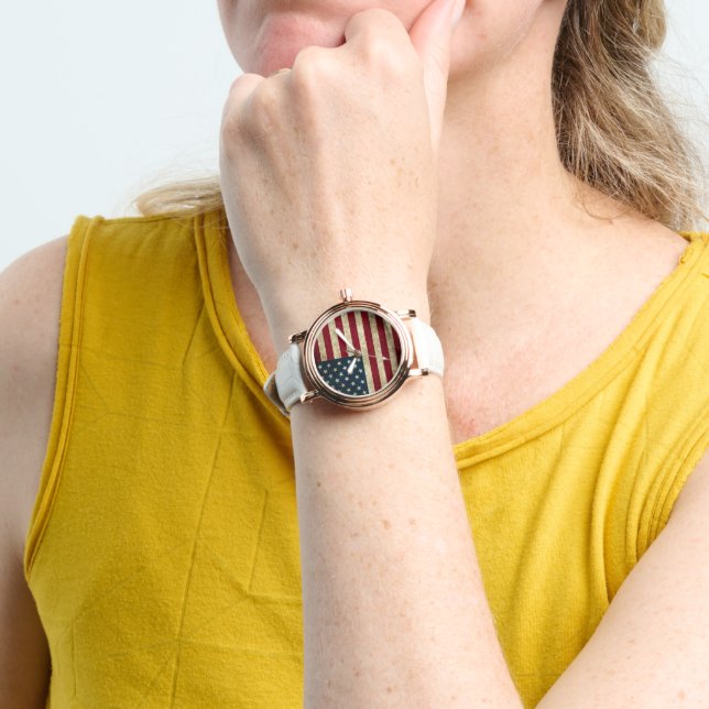 Montre "Élégance des étoiles et des rayures : Drapeau pat (Poignet)