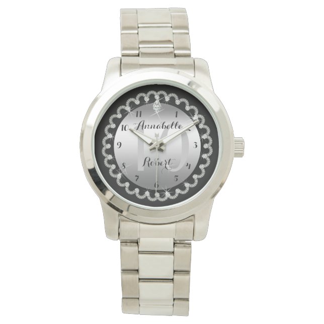 Montre Élégant 10e anniversaire d'argent et de diamants (devant)
