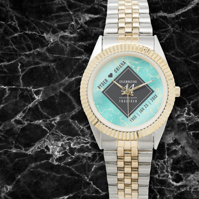 Montre Élégant 44ème anniversaire de Mariage turquoise (Créateur téléchargé)