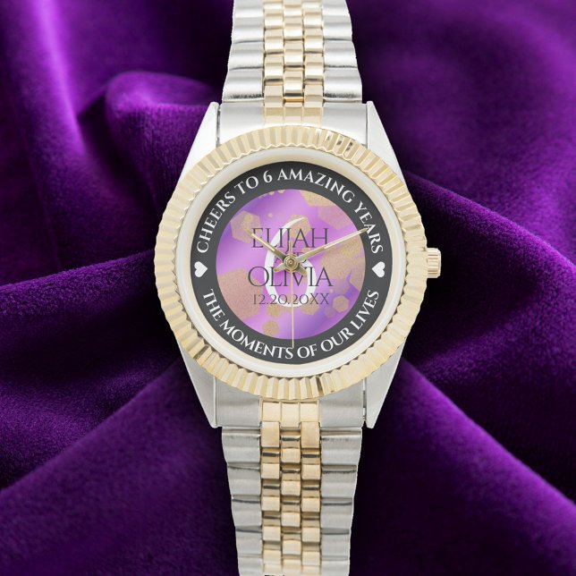 Montre Élégant 6ème 33ème 47ème anniversaire de Mariage A (Elegant 6th Amethyst Wedding Anniversary Wristwatch Cover Photo)