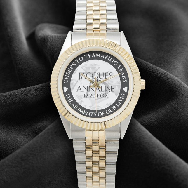 Montre Élégant 75e anniversaire de Mariage de diamant (Elegant 75th Diamond Wedding Anniversary Wristwatch Cover Photo)