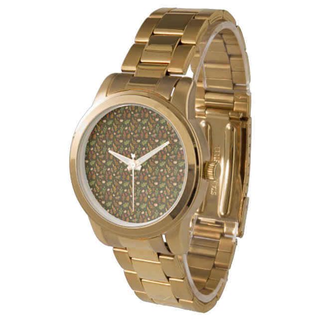 Montre Elégant bracelet Motif vert et orange (Incliné)