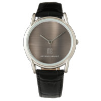 Élégant bronze monogramme Brown brossé métal