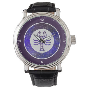 Montre Élégant cadre violet Symbole zodiaque personnali