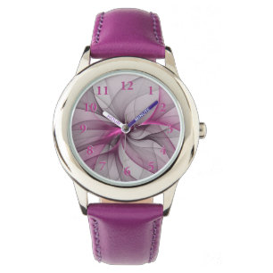 Montre Élégant Chaos Moderne Art Fractal Abstrait Rose