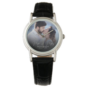 Montre Élégant Chic NewlyWed Mariage photo Anniversaire
