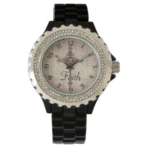 Montre Elegant Damask Christian Cross