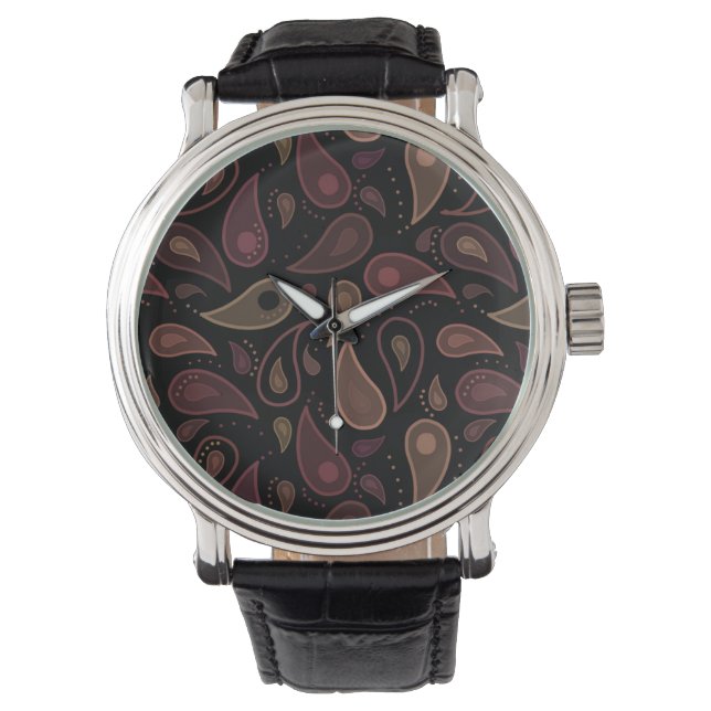 Montre Elegant Dark Modern Paisley Pattern (devant)