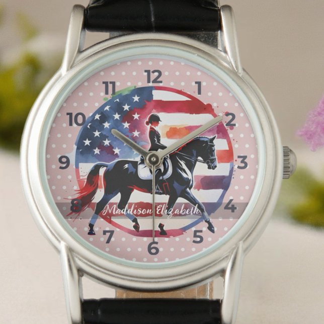Montre Elegant Dressage Rider  (Customize sophisticated equestrian designs with names, initials, or special messages!)