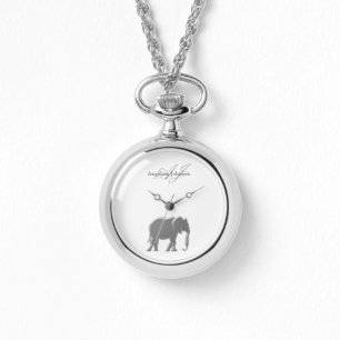 Montre Élégant Éléphant Argent Monogramme Élégant Personn