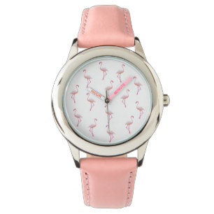 Montre Élégant Flamant rose blanc rose Monogramme perso