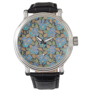 Montre Élégant Fleur Bleu Périwinkle Floral Classic