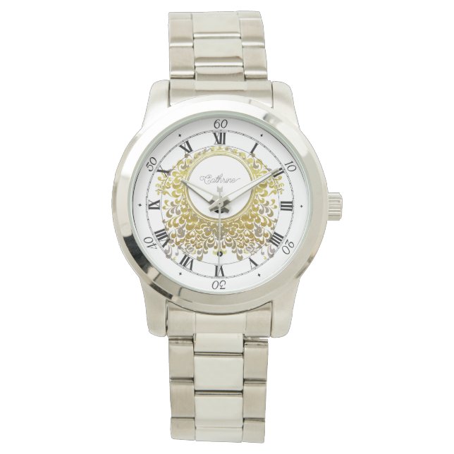Montre Élégant Foliage en or doux intemporel (devant)