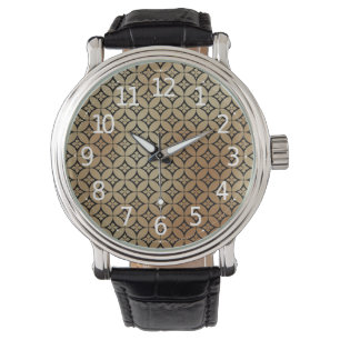 Montre Elégant Gold Abstrait Cercles Floral Motif  