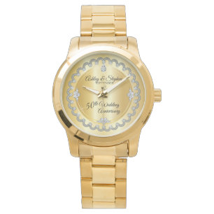 Montre Elegant Gold Diamonds 50th Wedding Anniversary