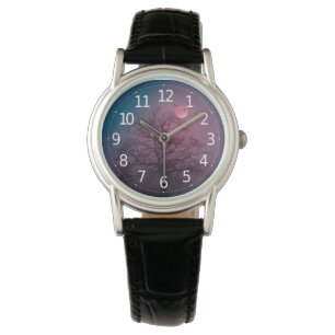 Montre Élégant Halloween Thème Arbre Lune Artwork Éffraya